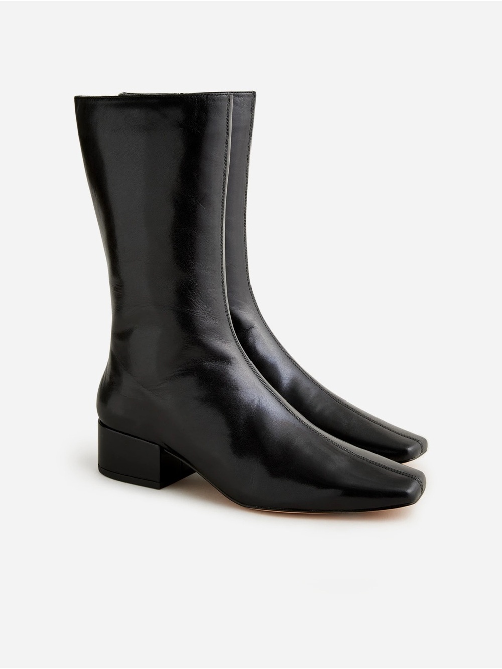 J. Crew Collection Square-Toe boots in Leather